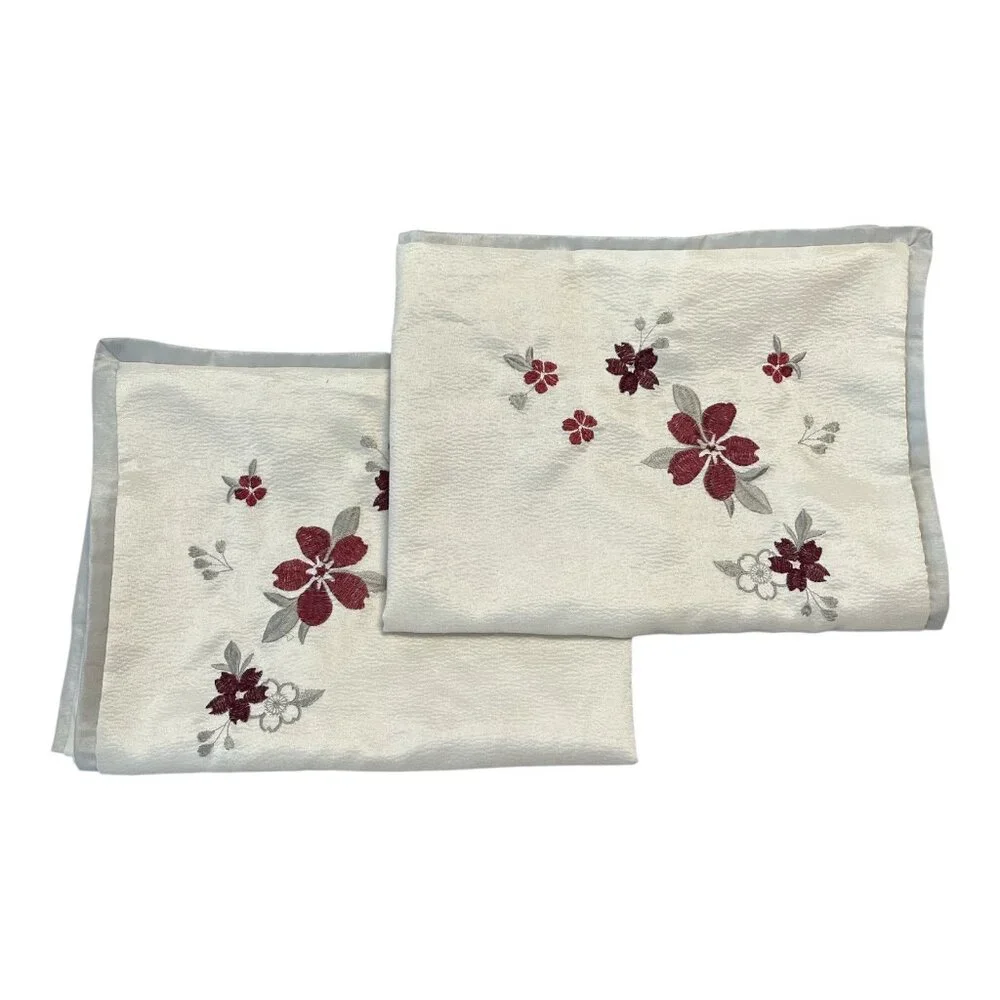 Set of 2 Martha Stewart Collection Standard Pillow Shams – Embroidered Floral –